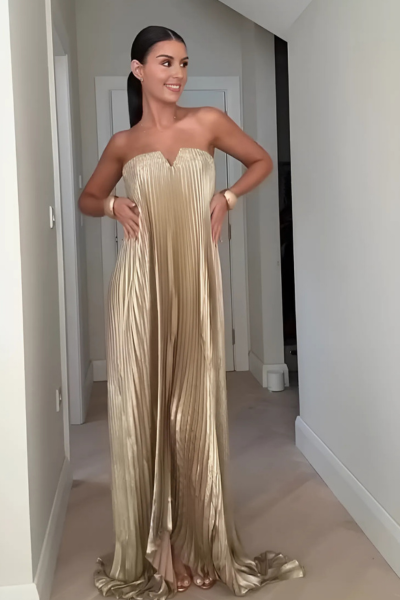 Vestido Sem Alças Dourado - Charm