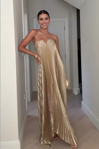 Vestido Sem Alças Dourado - Charm
