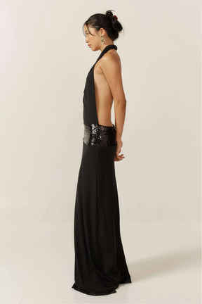 Vestido Preto Adele Halter