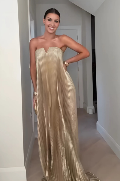 Vestido Sem Alças Dourado - Charm