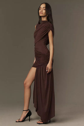 Vestido Mini de Jersey Drapado Valencia Noir