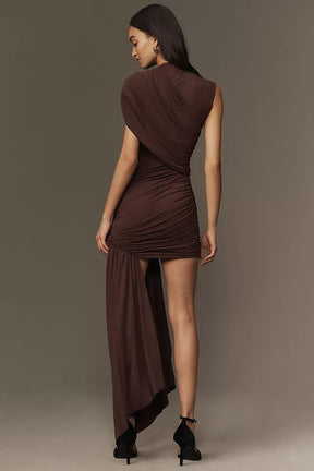 Vestido Mini de Jersey Drapado Valencia Noir