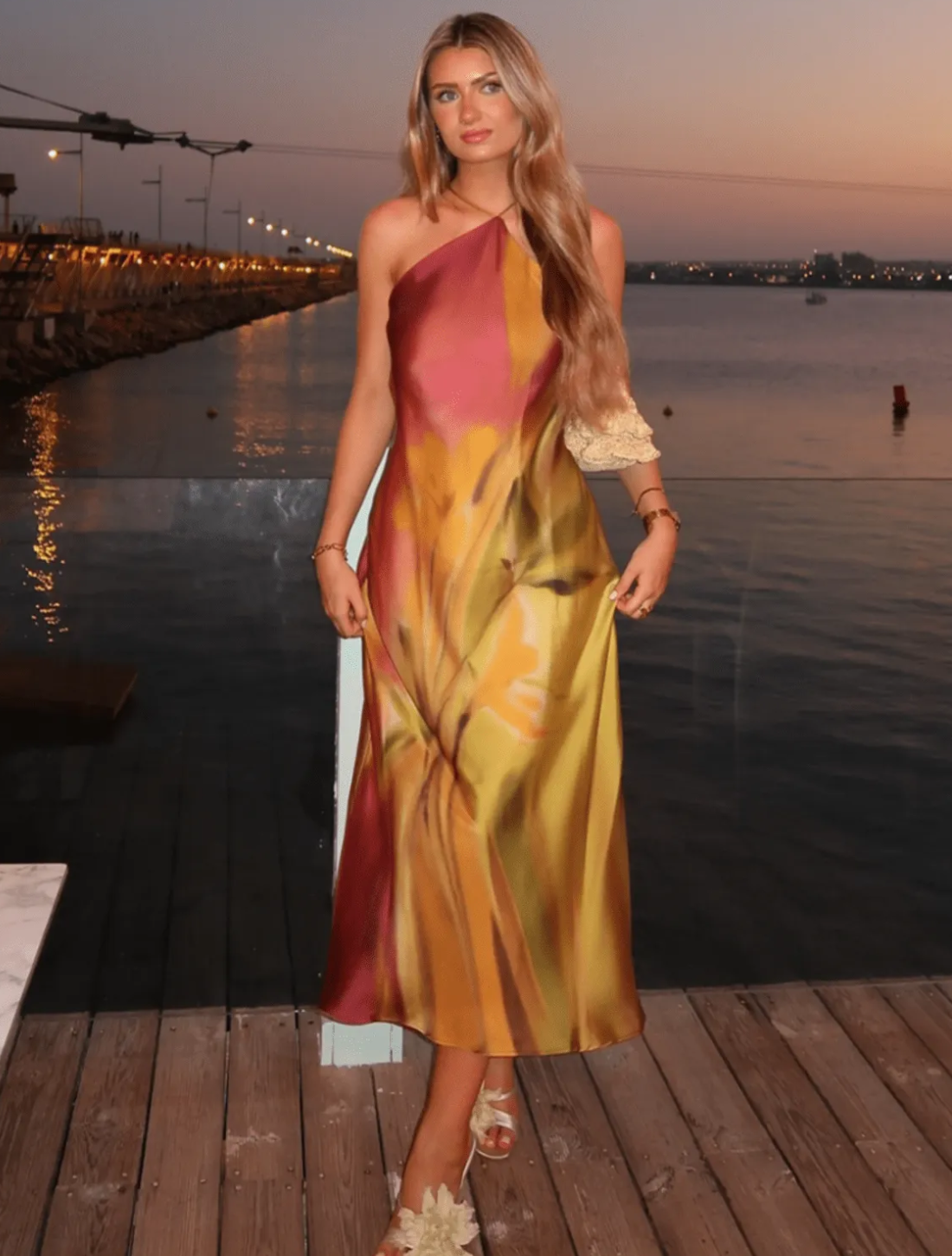 Vestido Longo com Estampa Entardecer